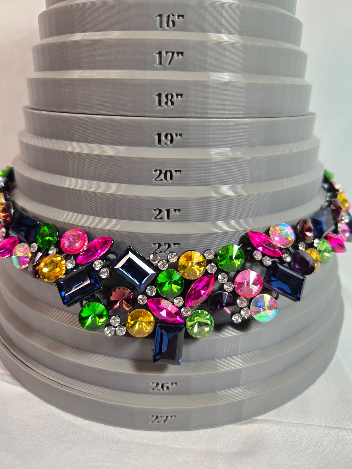 Multicolor Rhinestone Statement Bib Necklace Gunm… - image 11