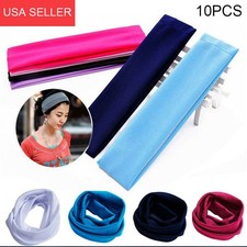 10pcs Headband Thin Stretch Sports Hair Band Wrap Yoga Gym Non-slip Sweatband