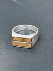 VINTAGE TAXCO 925 STERLING SILVER AND TIGER'S EYE SIGNET RING SIZE 5