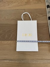 Christian Dior White Texture Pebble w/Gold Logo Accents Large Shopping Gift Bag