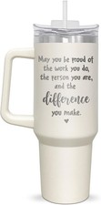 Thank You Gifts for Women - Be Proud Insulated 40 oz Tumbler with Straw and Hand