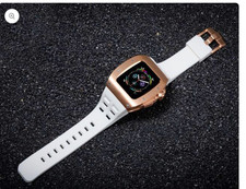 45mm Gold & White Silicone Watch Band + Case ...