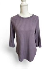 Chaser Women's M Purple Waffle Knit 3/4 Sleeve Thermal Top Pullover