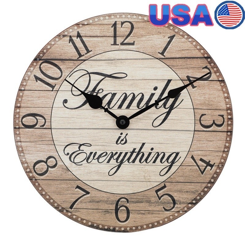 Farmhouse Analog Wall Clock Family Is Everything Quartz Movement Home Decor New