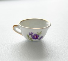 Vintage Limoges France Miniature Porcelain Teacup Floral Gold Gilt Dollhouse