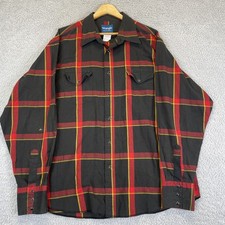 Vintage Wrangler Western Shirt Mens XL Black Plaid Pearl Snap Long Sleeve