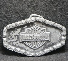 WJ09143 SWEET VINTAGE 1970s  HARLEY-DAVIDSON MOTORCYCLES  PEWTER BELT BUCKLE