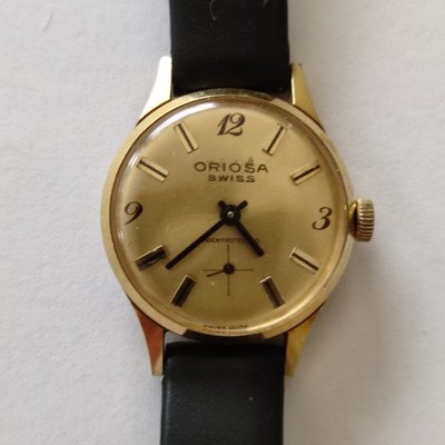 Vergoldete Schweizer Damen-Armbanduhr, Oriosa, Vintage, funktioniert einwandfrei