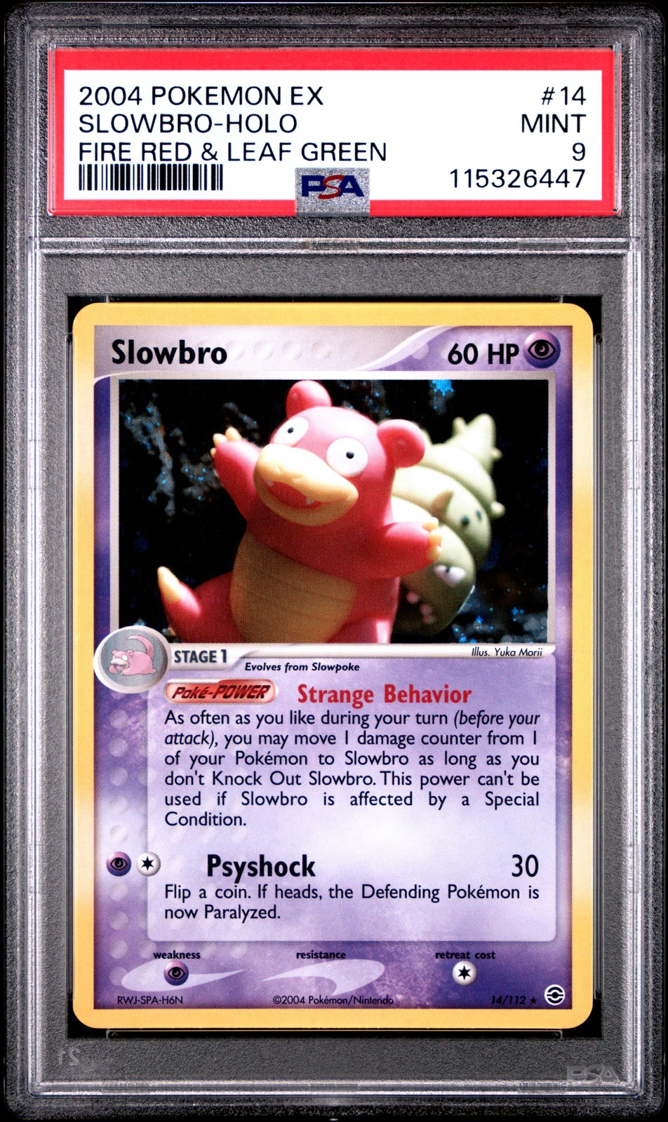 2004 POKEMON EX FIRE RED & LEAF GREEN #14 SLOWBRO-HOLO PSA 9