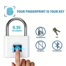 Waterproof Fingerprint Padlock Lock USB Rechargeable Smart Metal Lock Gym Locker