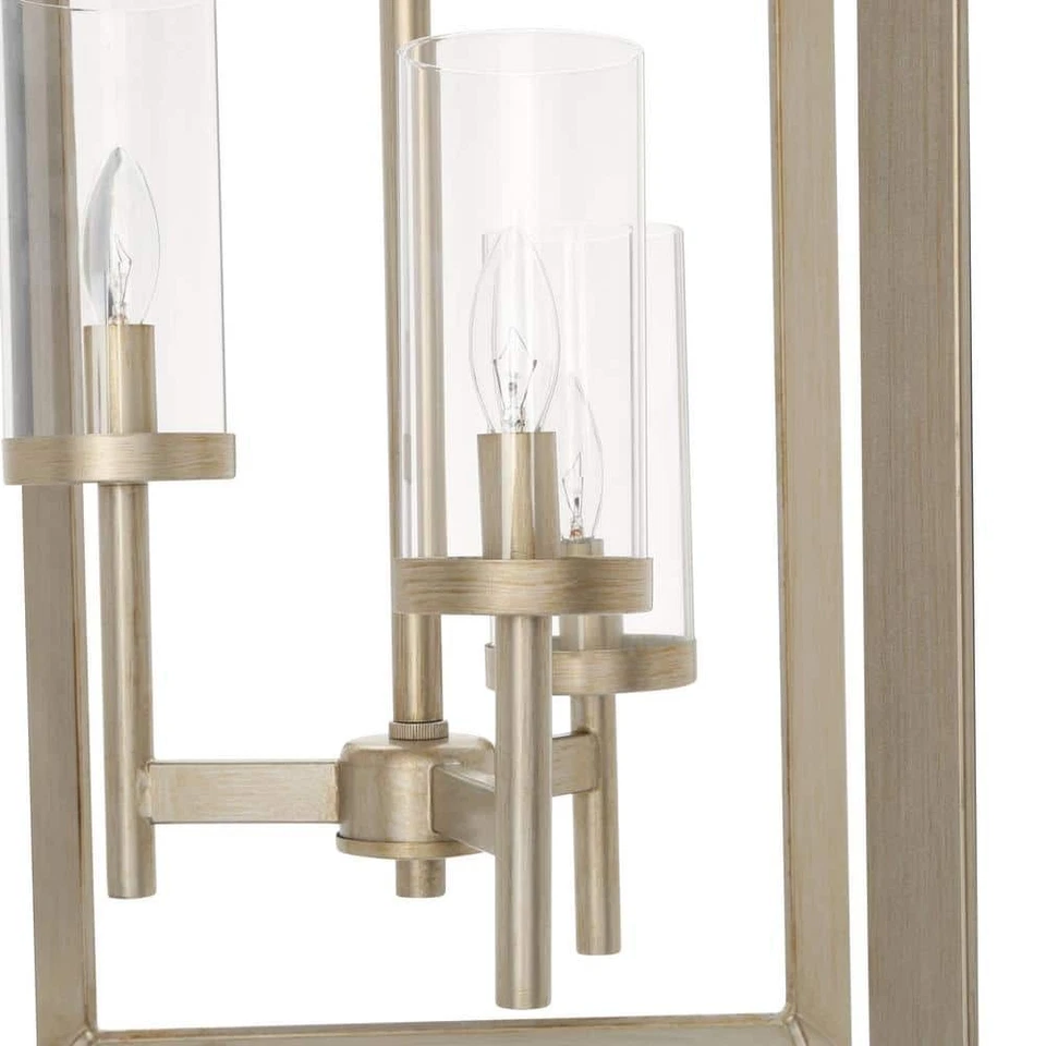Colgante Golden Lighting Smyth WG de oro blanco de 3 luces con vidrio transparente Foto 2 de 4