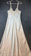 Vintage Victoria  s Secret White Lace Trim Full Slip Nightgown Size M