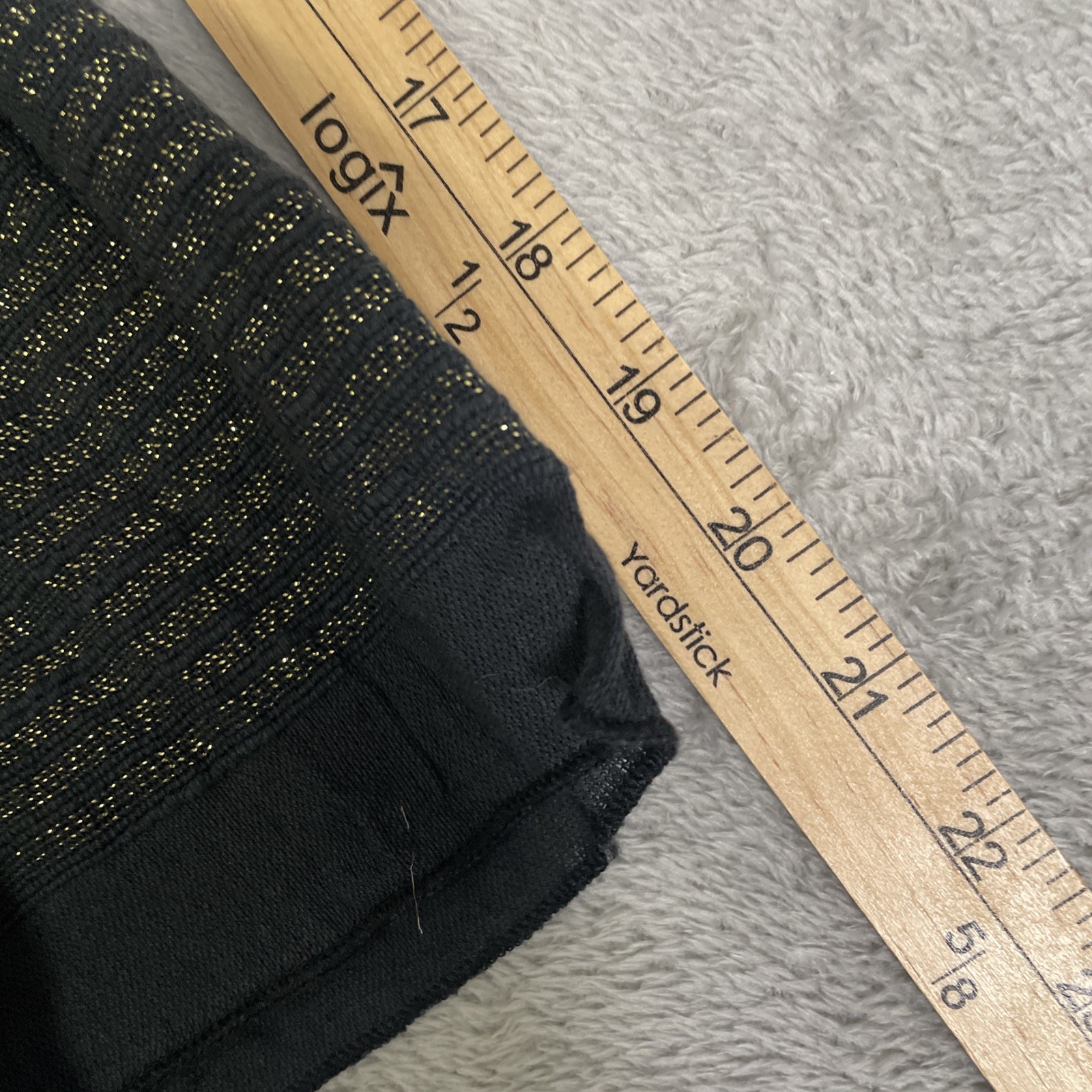 Elan Sauvie Dress Woman Medium Black Metallic Gold Pockets Tiered Bell Sleeve