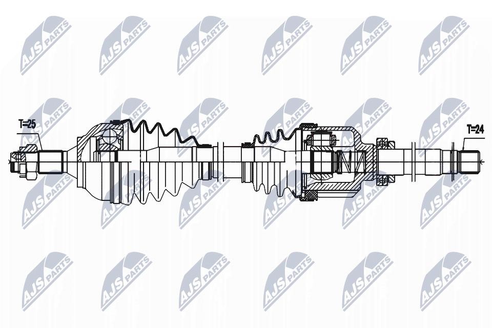 NTY Drive Shaft NPW-PE-087 For Citroën DS, Peugeot, Front Right, 24x25