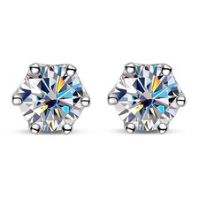 1ct D Color Moissanite Stud Earrings S925 Sterling Silver 18K Plated Screw Back