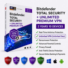 Bitdefender Total Security  Premium VPN 2 Year 10 Devices USA/CANADA 