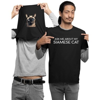 Ask Me About My Siamkatze Kinder und Erwachsene Unisex Neuheit Flip T-Shirt