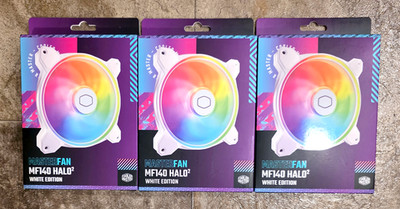 3x Cooler Master MasterFan MF140 Halo² DuoRing ARGB Gen2 140mm White Edition NEW
