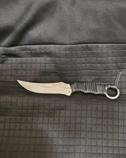 Fixed-Blade Knife — Leather-Wrapped Handle, Ring Pommel & Leather Sheath