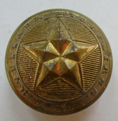 Rare bouton bombé métal doré à l'étoile pour Hôpitaux Militaires, de 22 mm - Photo 1/2