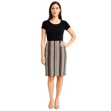Ann Taylor Size 8 Pencil Skirt Cotton Gray Black White Red Tweed Striped Lined