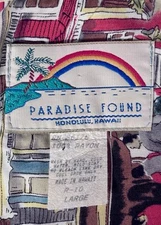 Paradise Found Aloha Shirt San Fran Theme Hawaii USA Sz L Short Sleeves Button