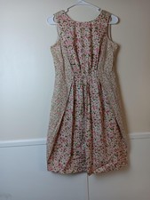Talbots Dress Womens 4P Pink Floral Fit & Flare Belted Knee Length Sundress