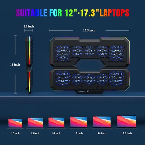 Laptop Cooling Pad, Gaming Laptop Cooler with 10 Quiet Fans, Height Adjustable - Picture 6 of 7