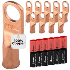 SELTERM 10pcs 6 Awg 5/16" Stud Battery Lugs Ring Terminal Connectors  wi...