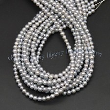 Małe 4-5mm Naturalne okrągłe srebrno-szare perły Akoya Luźne koraliki Biżuteria DIY 15''