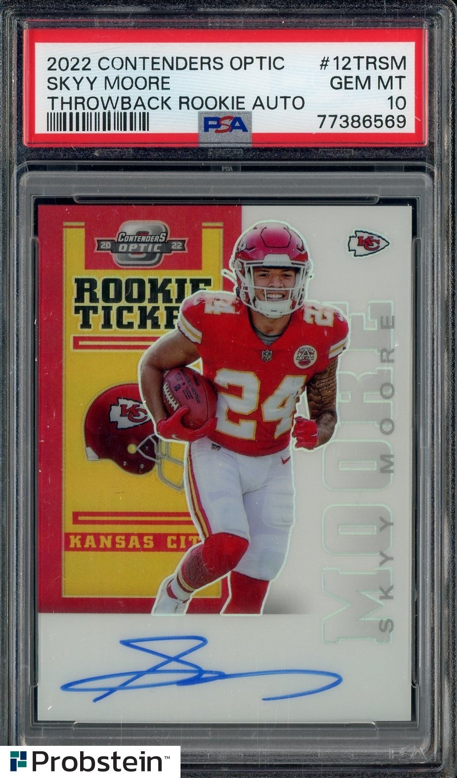 2022 Contenders Optic Throwback Skyy Moore RC Rookie AUTO 2/25 PSA 10
