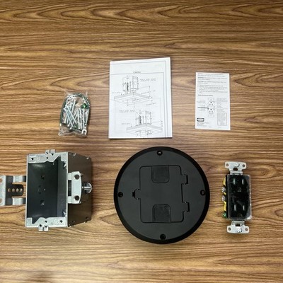 Hubbell In-Floor Outlet Box Kit 15A 125V Duplex Receptacle 2 Outlet Black New