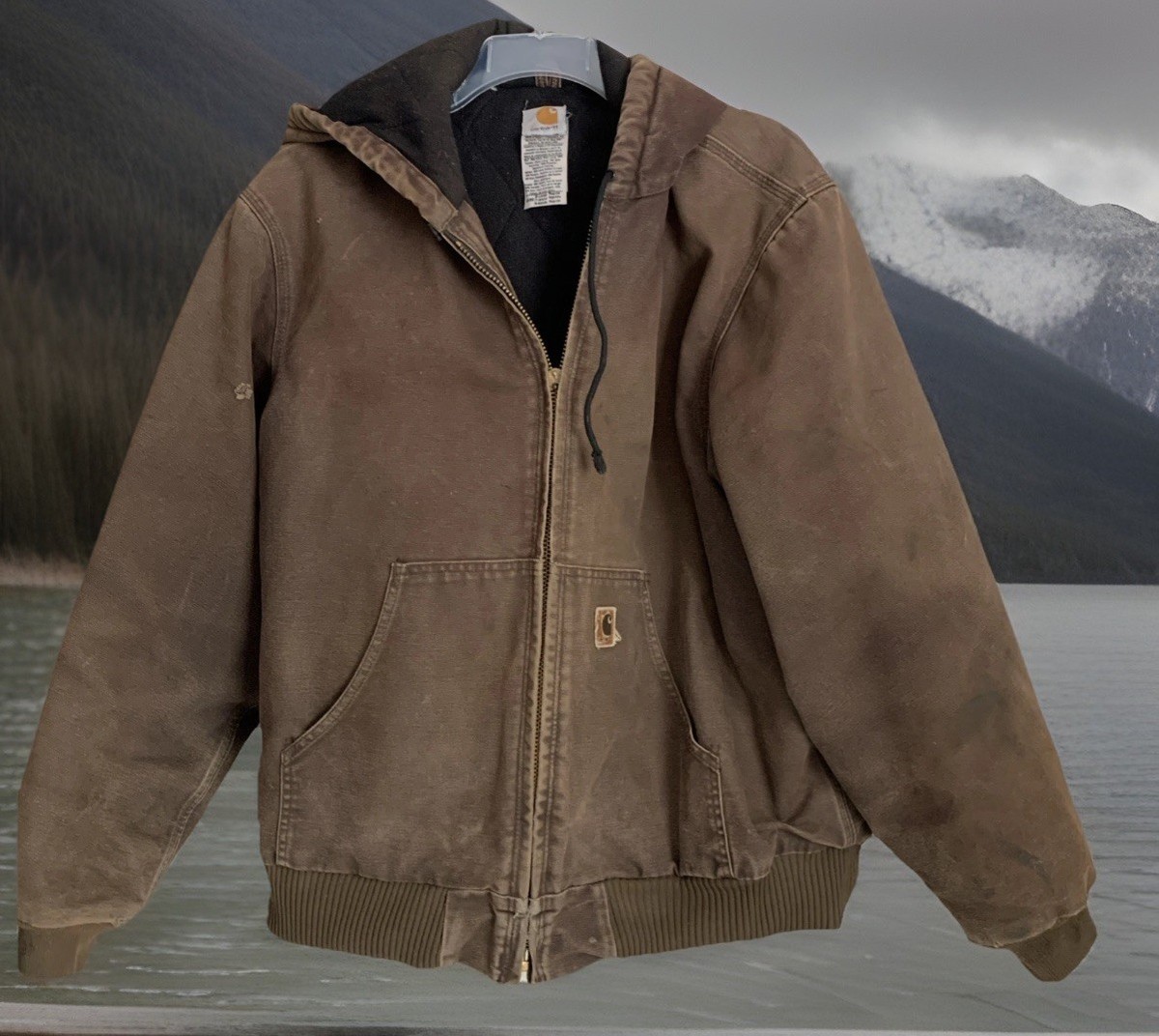 Carhartt Men's Distressed Jacket Brown Duck Canvas Size XL J130