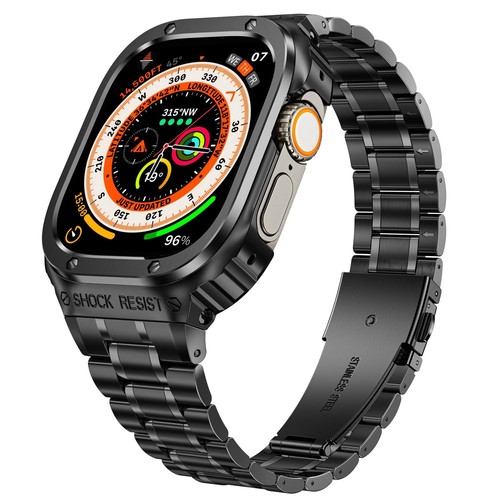 Bracelet en acier inoxydable + boîtier en métal pour Apple Watch Series 8 7 6 5 4 SE 44/45/49 MM - Photo 25 sur 30