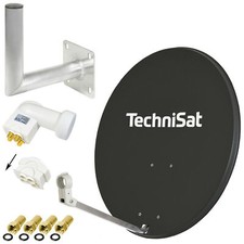 SAT Anlage TechniSat 80cm Schüssel + LogiSat Quad LNB Wandhalter 25cm HDTV HD d