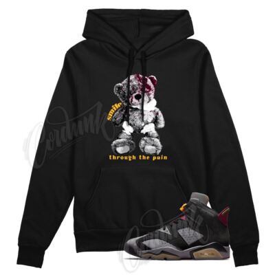 SMILE Hoodie for Air J1 6 Bordeaux Graphite Dark Grey Maroon Charcoal Shirt