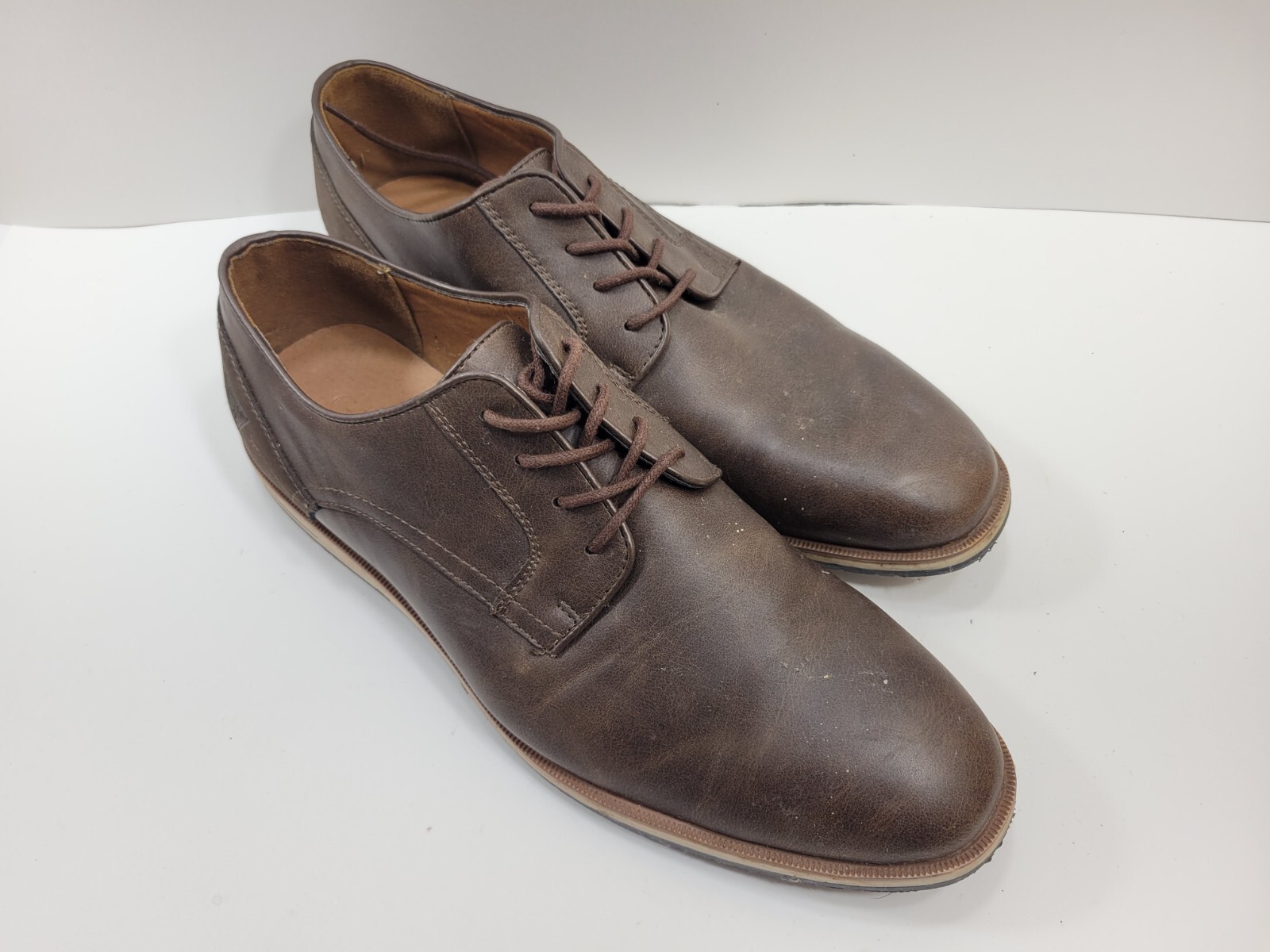 SAOLA Scarpe eleganti Guess Upwood Oxford da uomo taglia 12 marroni ecopelle basse stringate