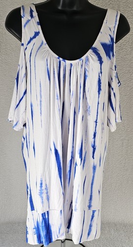 Boston Proper Womens Shirt Top Blouse Size L Large Blue White