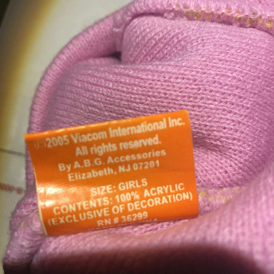 2005 NICKELODEON SpongeBob Square Pants Girls Hat/Beanie, Yellow and Pink - Image 3 of 4