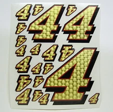 Racing Numbers Number 4 Decal Sticker Pack Gold Red Black 1/8 1/10 RC models S05