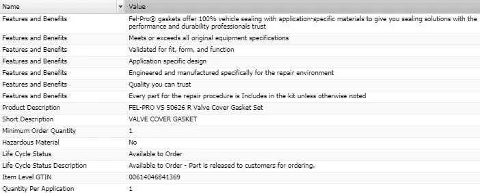 Juego de juntas de cubierta de válvula Fel-Pro para BMW 330XI L6-3,0 L 2001-2003 Foto 2 de 4