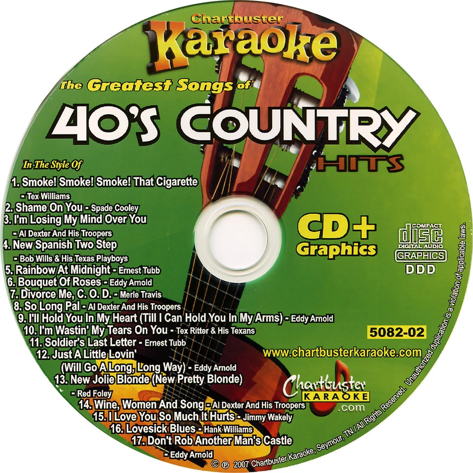 40's Country Karaoke CDG 5082 Eddy Arnold-Tex Ritter-Bob Wills-Ernest Tubb-NEW - Image 4 of 4