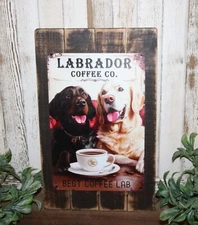 NEW! Adorable Rustic Farmhouse LABRADOR COFFEE Co. Dog Wall Decor Art Sign