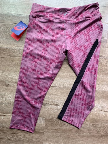 ASICS Womens Large Kate Mesh Capri Leggings Purple Pink Pattern - Picture 4 of 5