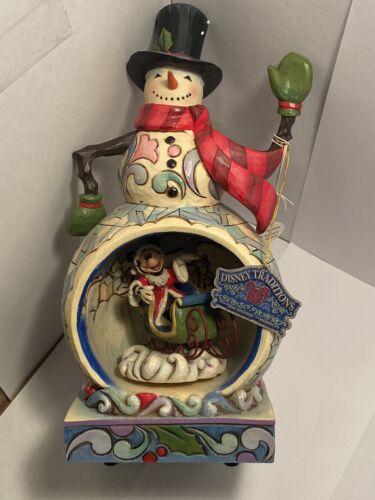  "A Winter Wonderland" Mickey Mouse and Snowman Musical Figurine (Jim Shore) - Picture 1 of 7