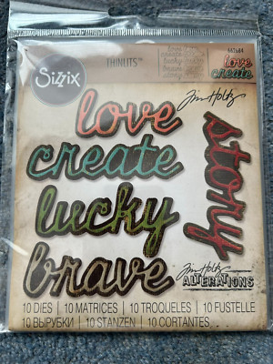 SIZZIX 10 THINLITS DIES SHADOW SCRIPT #1 TIM HOLTZ AUFBEWAHRUNGSBOX 662684 LOVE
