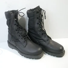 Addison Black Jungle Boots 1989 Size 6 R Vibram Soles Leather Canvas