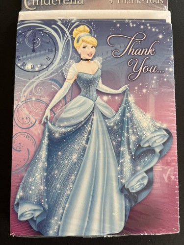 NEW Hallmark Party Disney Princess Cinderella Thank You Notes Pack of 8 - Picture 5 of 10