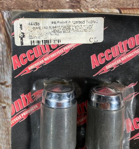 NOS Accutronix Chrome & Rubber Male Mount Footpegs 44498 5.5" Steel Made in USA - Picture 5 of 5