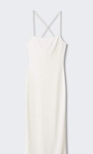 Mango Cream Cross Back Strappy Midi Slip Dress. UK Size 12 BNWOT